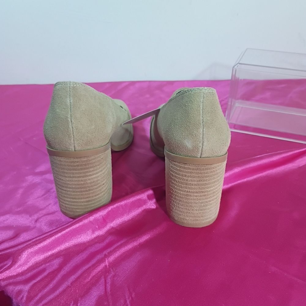 JOIE Wevenly Women's SZ 8 Suede Loafers Block Heels Shoes Beige . - Picture 6 of 10